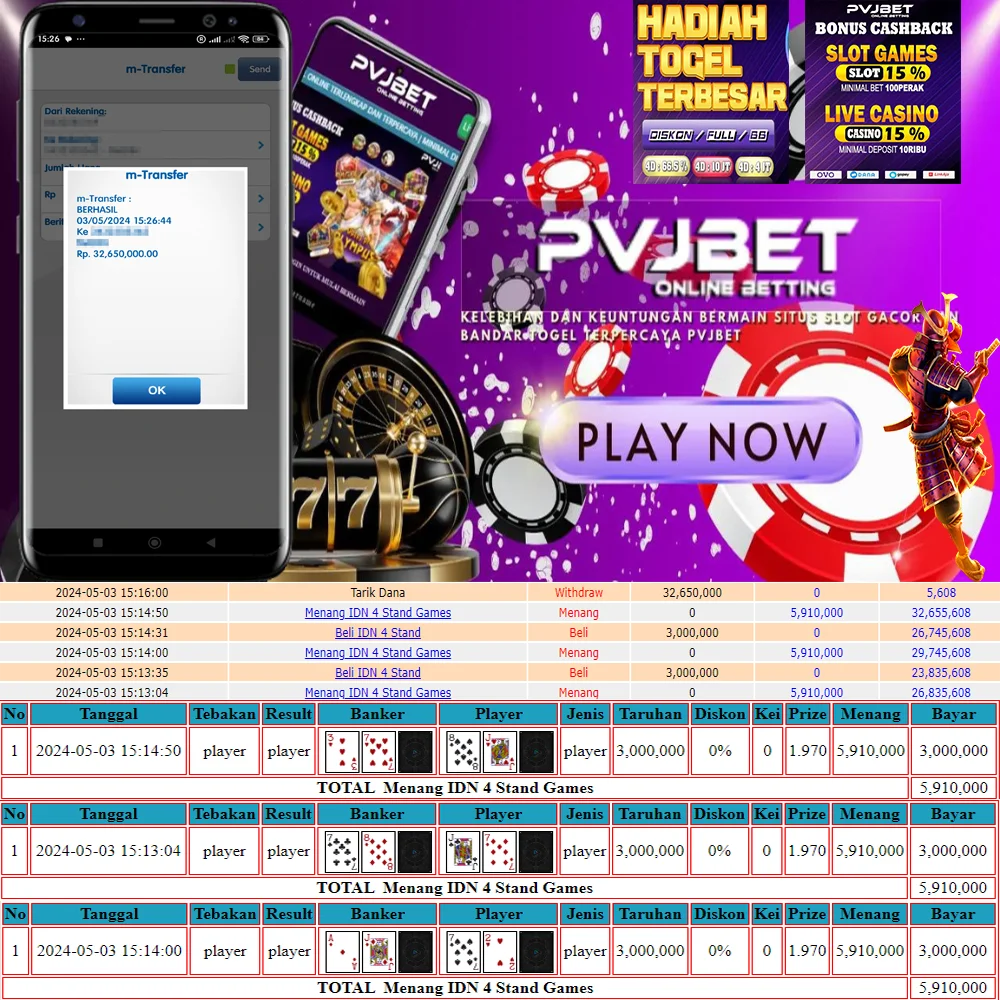 JACKPOT PERMAINAN LIVE CASINO ONLINE “IDN 4 STAND” 32JTAN